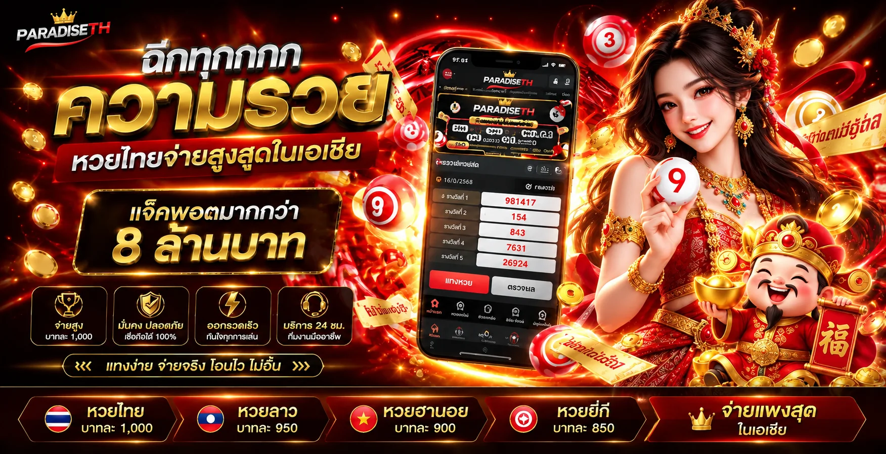 หวย PARADISETH พร้อมภาพประกอบเกม PG Soft